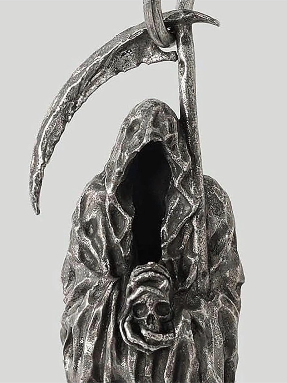 Hooded Grim Reaper Pendant Necklace in Antique Silver. NWT.